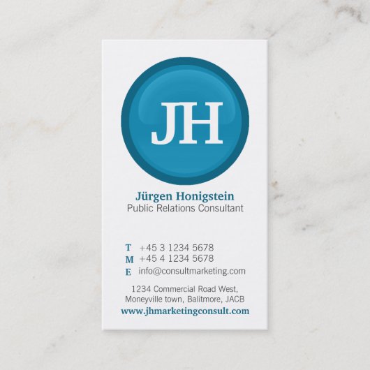 青及び白いガラス円のモダンな名刺 名刺 (正面)