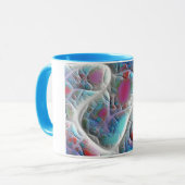 青及び白いキルト-マゼンタ及び水の歓喜 マグカップ (正面左)