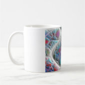青及び白いキルト-マゼンタ及び水の歓喜 マグカップ (左)