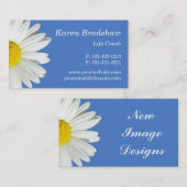 青及び白いデイジーのグラフィック・デザインの名刺 名刺 (正面/裏面)