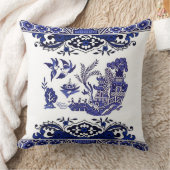 青及び白い中国の青いヤナギのデザイン クッション (ブランケット)