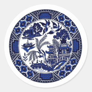青及び白い中国の青いヤナギのデザイン ラウンドシール