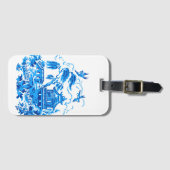 青及び白い中国の青いヤナギのデザイン ラゲッジタグ (正面横)