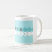 青及び白い円はマグ感謝していしています コーヒーマグカップ (正面右)