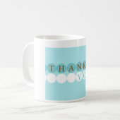 青及び白い円はマグ感謝していしています コーヒーマグカップ (正面左)