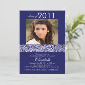 青及び白い写真の卒業の招待状 招待状 (スタンド正面)