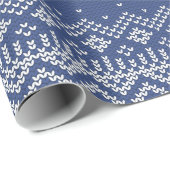 青及び白い冬のセーターのニット ラッピングペーパー (ロールコーナー)