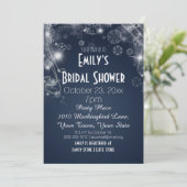 青及び白い冬の不思議の国のテーマのブライダルシャワー 招待状 (スタンド正面)