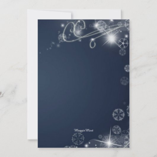 青及び白い冬の不思議の国のテーマのブライダルシャワー 招待状 (裏面)