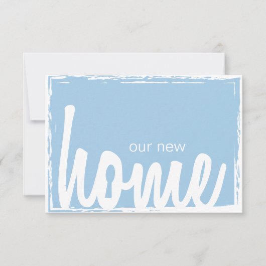 青及び白い家鍵ロックの引っ越し祝いパーティーの招待 招待状 (正面)