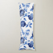 青及び白い植物の花のToile ボディピロー (正面縦)