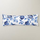 青及び白い植物の花のToile ボディピロー (正面)