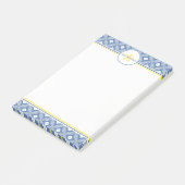 青及び白い花柄及び名前をカスタムするを用いる砂ドル ポストイット (アングル)