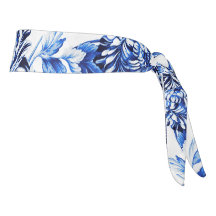 青及び白くモダンな植物のヴィンテージの花柄Toile