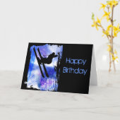 青及び白ははねかけます カード (黄色い花)