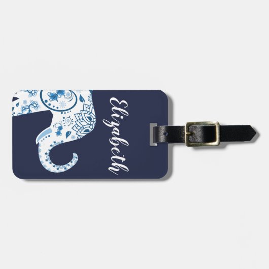 青及び白蓮教のボヘミア象及び名前 ラゲッジタグ (正面横)