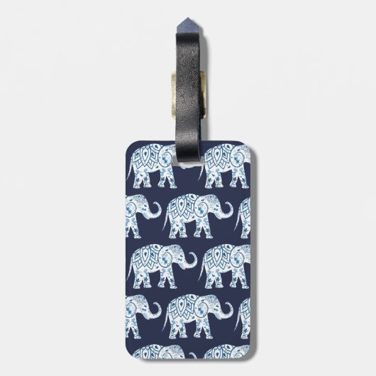 青及び白蓮教のボヘミア象及び名前 ラゲッジタグ (裏面縦)