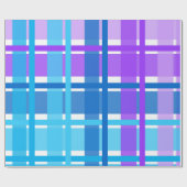 青及び紫色のギンガムの格子縞 ラッピングペーパー (フラット)