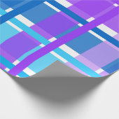 青及び紫色のギンガムの格子縞 ラッピングペーパー (角)