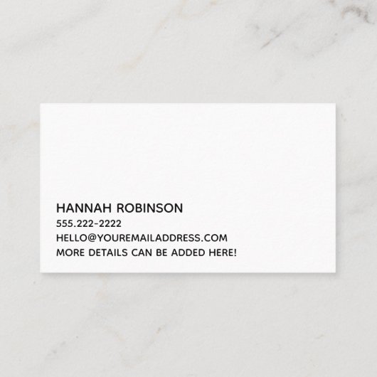 青及び紫色のグランジ上のかわいらしいこんにちはのタイポグラフィ 名刺 (裏面)