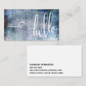 青及び紫色のグランジ上のかわいらしいこんにちはのタイポグラフィ 名刺 (正面/裏面)