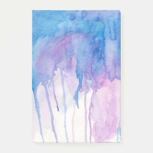 青及び紫色の水彩画|のメモ帳 ポストイット (正面)