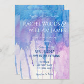 青及び紫色の水彩画|の結婚式招待状 招待状 (正面/裏面)