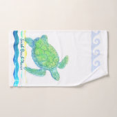 青及び緑のウミガメ バスタオルセット (ハンドタオル)