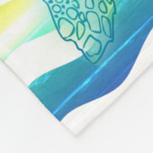 青及び緑のウミガメ フリースブランケット (角)