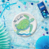 青及び緑のウミガメ ペーパープレート (パーティー)