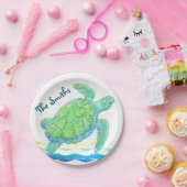 青及び緑のウミガメ ペーパープレート (パーティー)