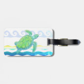 青及び緑のウミガメ ラゲッジタグ (裏面横)