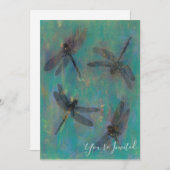 青及び緑のトンボを持つ招待状 招待状 (正面/裏面)