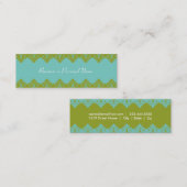 青及び緑のレースの細いカード スキニー名刺 (正面/裏面)