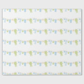 青及び緑の小さい衣服の包装紙 ラッピングペーパー (フラット)