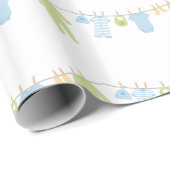 青及び緑の小さい衣服の包装紙 ラッピングペーパー (ロールコーナー)