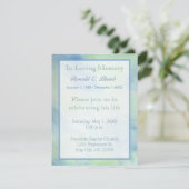 青及び緑の水彩画の葬式|の告別式 招待状 (スタンド正面)