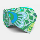 青及び緑の熱狂するなペイズリーのタイ ネクタイ (ロール)