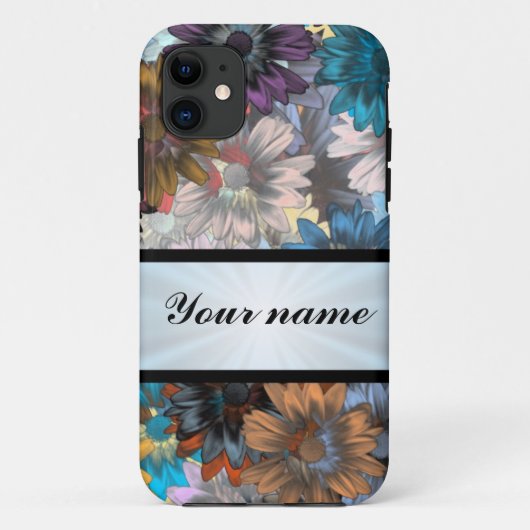 青及び褐色の花柄 Case-Mate iPhoneケース (裏面)