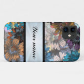 青及び褐色の花柄 Case-Mate iPhoneケース (裏面(横))