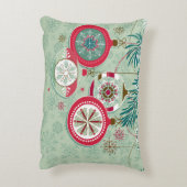 青及び赤いレトロのクリスマスオーナメント アクセントクッション (裏面(縦))