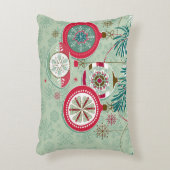 青及び赤いレトロのクリスマスオーナメント アクセントクッション (正面(垂直))