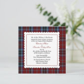 青及び赤いMacTavishのタータンチェック格子縞のカスタムな結婚式 招待状 (スタンド正面)