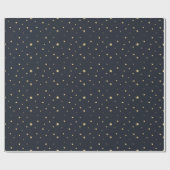 青及び金ゴールドのクリスマスの星の包装紙 ラッピングペーパー (フラット)