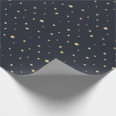 青及び金ゴールドのクリスマスの星の包装紙 ラッピングペーパー (角)