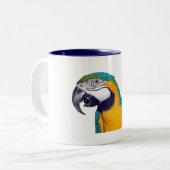 青及び金ゴールドのコンゴウインコ11oz ツートーンマグカップ (正面左)