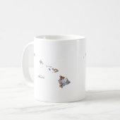 青及び金ゴールドのハワイの州の地図 コーヒーマグカップ (正面左)