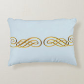 青及び金ゴールドのパーソナライズな装飾用クッション アクセントクッション (正面)