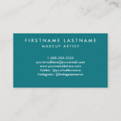 青及び金ゴールドの水彩画のサロンおよびメーキャップアーティスト 名刺 (裏面)