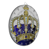 青及び金ゴールドの王室のな王冠 ダーツボード (正面左)